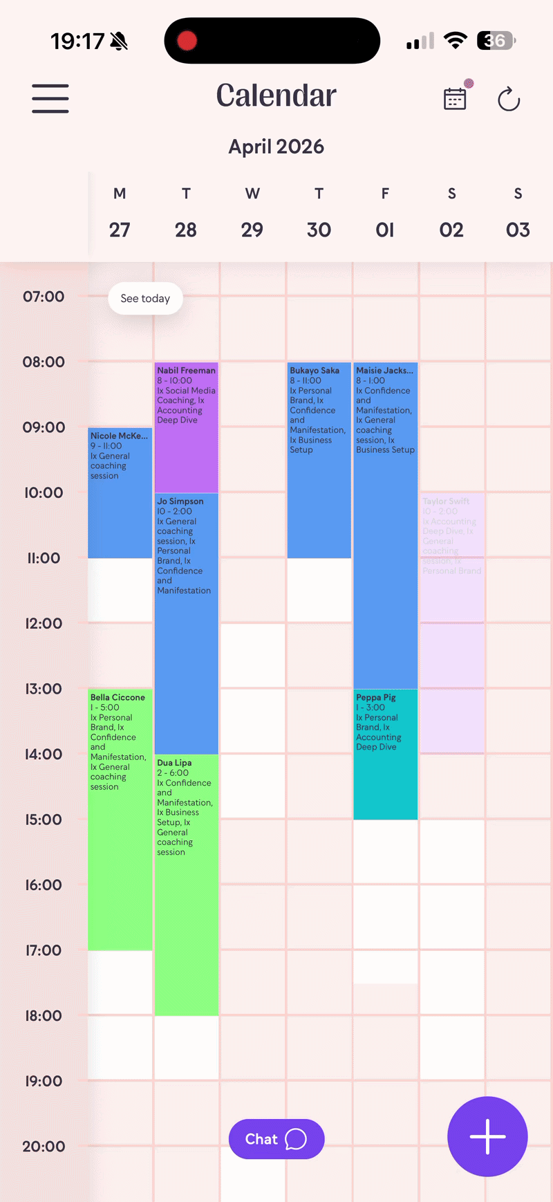 Animated demonstration of one-tap rebooking to schedule a client's next appointment